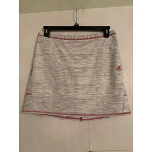 Adidas Climacool Women’s Light Gray Mini Skort with Pink Trim Zip Pleated Size 6